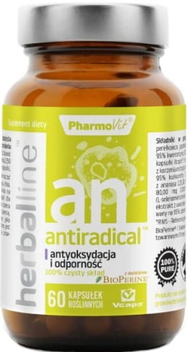 Antiradicale antioxidatie en resistentie door toevoeging van BioPerine 60 capsules Vcaps PharmoVit Herballine