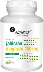 Magnesium malate 140 mg with B6 pyridoxal-5-phosphate P-5-P 5 mg 100 capsules vege Aliness