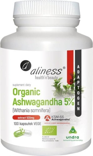 Ashwagandha biologique 5% Ashwagandha biologique Withania somnifera KSM-66 100 gélules Aliness