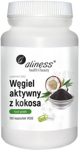 Food grade kokosnoot actieve kool 300 mg 100 capsules Aliness