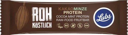 BARRA DE PROTEÍNA SIN GLUTEN CON CACAO Y MENTA CRUDA BIO 40 g - LUBS