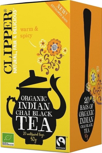 ZWARTE CHAI THEE MET KANEEL EN kruidnagel FAIR TRADE BIO 50 g (20 x 2,5 g) - CLIPPER