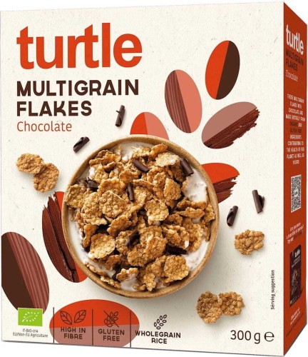 PŁATKI ZBOŻOWE Z WIÓRKAMI CZEKOLADOWYMI BEZGLUTENOWE BIO 300 g - TURTLE