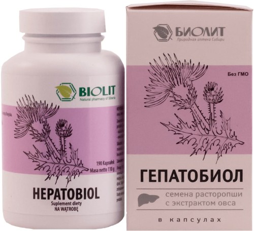 Milk thistle and extract from young shoots of green oats Hepatobiol 190 capsules Biolit