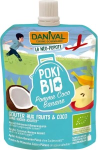POKI - PUREE APPLE-COCONUT-BANANA 100% FRUIT WITHOUT SUGAR BIO 90 g - DANIVAL