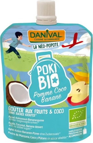 POKI - PUREE APPLE-COCONUT-BANANA 100% FRUIT WITHOUT SUGAR BIO 90 g - DANIVAL