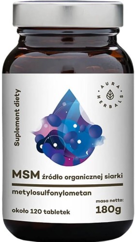 MSM organic sulfur compound methylsulfonylmethane 120 tabletek 180g AURA HERBALS