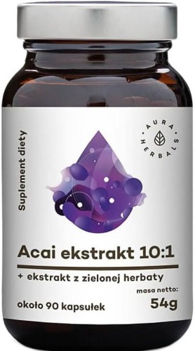 Acai berry extract 10:1 280mg + green tea extract 40mg 90 capsules 54g AURA HERBALS