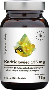 Boswellia serrata extract 65% boswellic acids + turmeric + piperine 60 tablets 78g AURA HERBALS