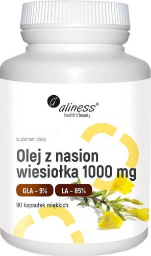 Teunisbloemolie 1000 mg GLA 9% LA 85% 90 Aliness zachte capsules