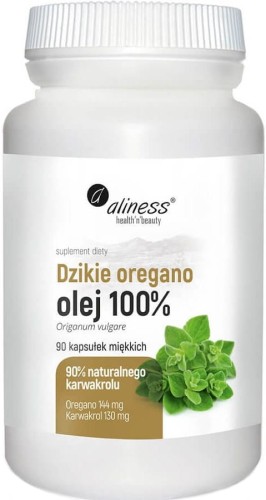 Wilde oregano-olie 100% Oregano 144 mg Carvacrol 130 mg 90% natuurlijke carvacrol 90 capsules Aliness soft