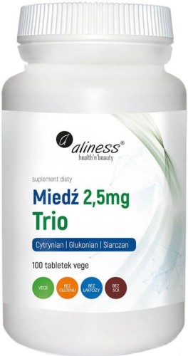 Copper trio citrate gluconate sulfate 2,5mg 100 tablets Aliness