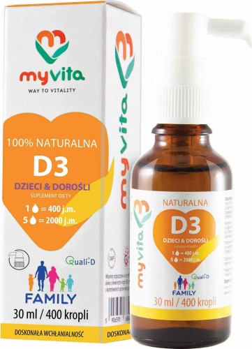 Witamiana D3 D-3 2000 IE Familie kinderen & volwassenen 30ml MyVita Silver Pure