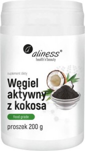 Food grade kokos actieve kool 300 mg poeder 200 g Aliness