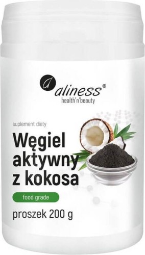 Food grade kokos actieve kool 300 mg poeder 200 g Aliness