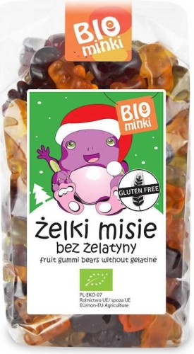ŻELKI (MISIE) BEZ ŻELATYNY BEZGLUTENOWE BIO 500 g - BIOMINKI (EDYCJA ŚWIĄTECZNA)