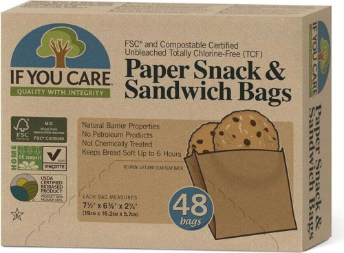 COMPOSTABLE SANDWICH BAGS 48 PCS - IF YOU CARE