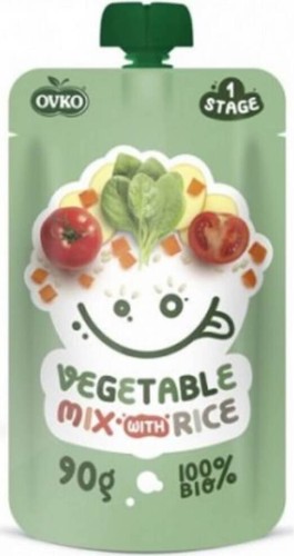 Vegetable mix with rice after 6 months of age BIO 90 g Ovko