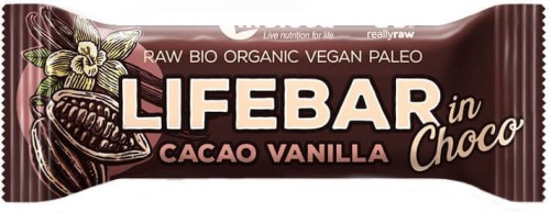 Barre chocolatée au cacao et vanille Raw sans gluten Bio 40 g - Lifefood
