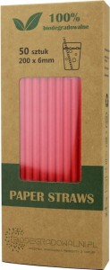 RED PAPER STRAWS 50 pcs - BIODEGRADOWALNI