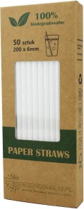 PAPER STRAWS WHITE 50 pcs - BIODEGRADOWALNI