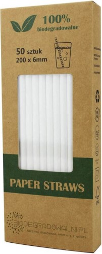 PAILLES EN PAPIER BLANC 50 pcs - BIODEGRADOWALNI