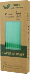 PAPER STRAWS GREEN 50 pcs - BIODEGRADOWALNI