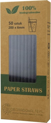 PAPER STRAWS BLACK 50 pcs - BIODEGRADOWALNI