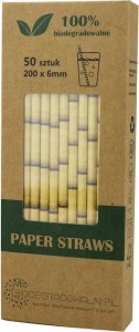 PAPER STRAWS YELLOW BAMBOO 50 pcs - BIODEGRADOWALNI