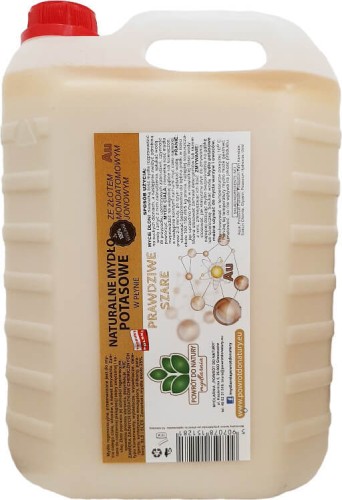 Kaliumzeep Echt grijs met goud Au monoatomaire ionische vloeistof 5l Mydlarnia Terug naar de natuur