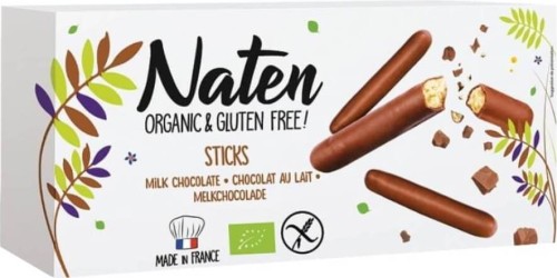 CIASTKA W POLEWIE CZEKOLADOWEJ STICKS BEZGLUTENOWE BIO 130 g - NATEN