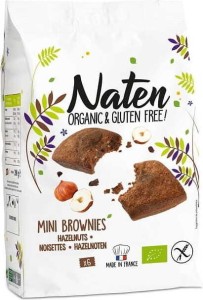 Ciastka brownies z czekoladą i orzechami laskowymi bezglutenowe Bio 170 g - Naten