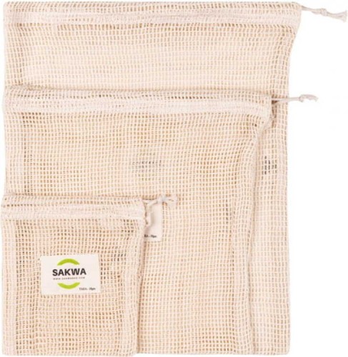 REUSABLE COTTON BAGS FOR FRUITS & VEGETABLES 3 PCS MIX - SAKWABAG