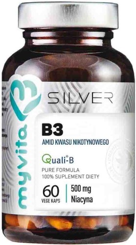 Vitamin B3 Nicotinic acid amide 500 mg 60 capsules vege 36 g MyVita Silver Pure