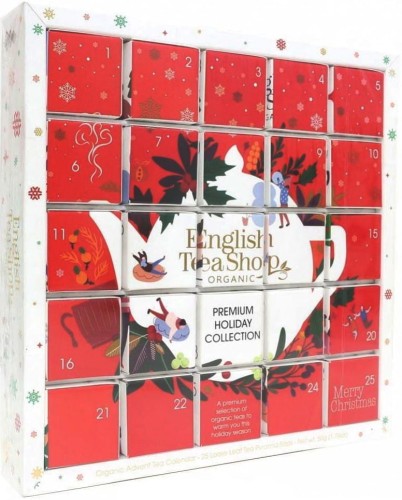 Kersttheeservies Adventskalender rood (25x2) BIO 50 g