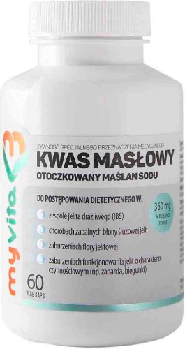 Kwas masłowy otoczkowany maślan sodu 360 mg 60 kapsułek vege - MyVita