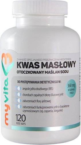Acide butyrique encapsulé avec du butyrate de sodium 360 mg 120 gélules végétales MyVita