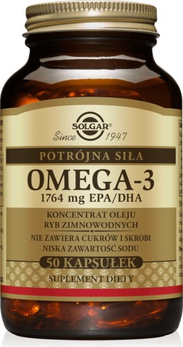 Omega-3 natural source 1764 mg EPA i DHA coldwater fish oil concentrate 50 capsules Solgar