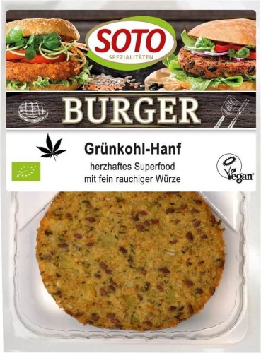 Vegan burgers with kale and hemp seeds BIO 160 g Soto
