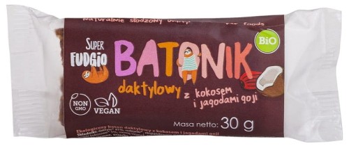 Dadelreep met kokos en gojibessen BIO 30 g SUPER FUDGIO