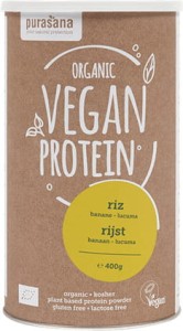 Protéine de riz banane et lucuma, sans lactose, sans gluten BIO 400 g - Purasana