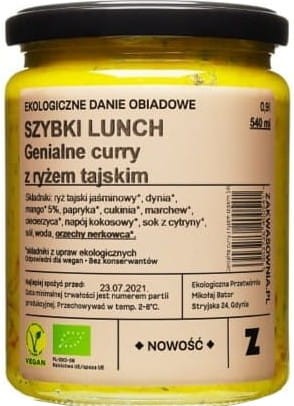 Zartes Curry mit Jasminreis BIO 540 ml - ZAKWASOWNIA