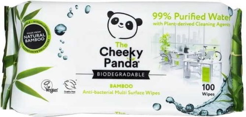 ANTIBACTERIAL BAMBOO WIPES MOISTENED FOR SURFACE CLEANING 100 pcs - CHEEKY PANDA