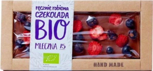 Melkchocolade met zwarte bessen en aardbeien Bio 53 g - Cukiernia Staropolska