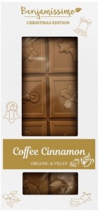 Kerst vegan witte chocolade met een smaak van koffie en kaneel BIO 60 g Biobenjamin
