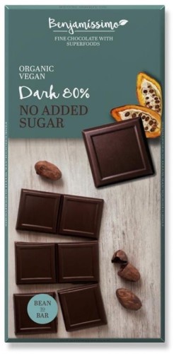 Bittere vegan chocolade 80% zonder toegevoegde suiker BIO 70 g Biobenjamin