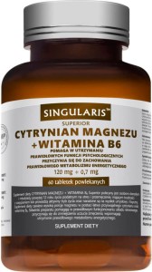 Magnesiumcitraat 120 mg + vitamine B6 0,7 mg 60 Singularis-tabletten
