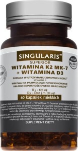 Vitamine K2 MK-7 120 µg en vitamine D3 2000 IE 60 Singularis zachte capsules
