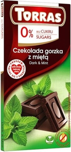 Czekolada gorzka z miętą Dark & Mint 0% cukru bezglutenowa 75 g Torras
