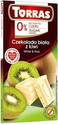 Czekolada biała z kiwi White & Kiwi 0% cukru bezglutenowa 75 g Torras